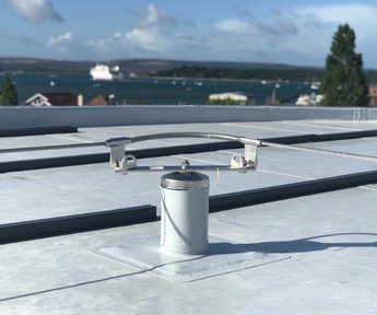 horizontal safety lifeline system installed on a roof